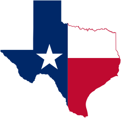 Texas colored with the State flag as background
